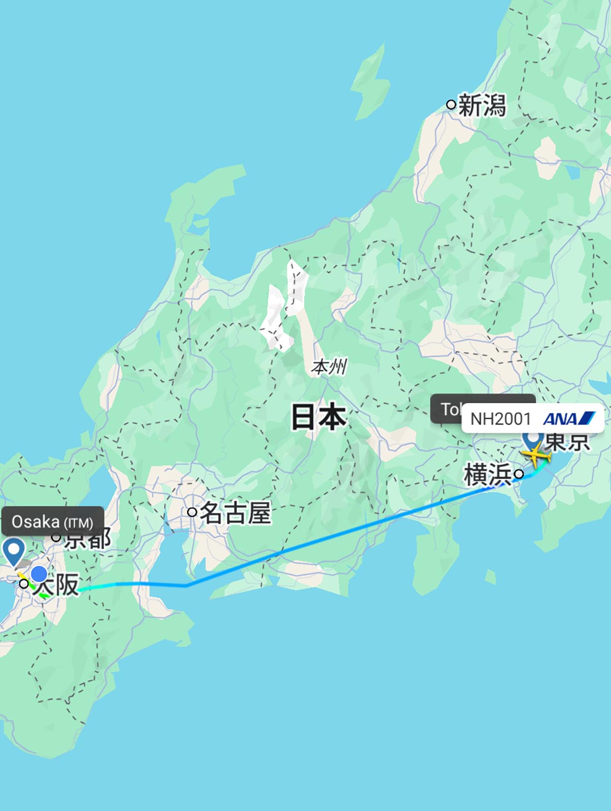 ANA特別機の経路