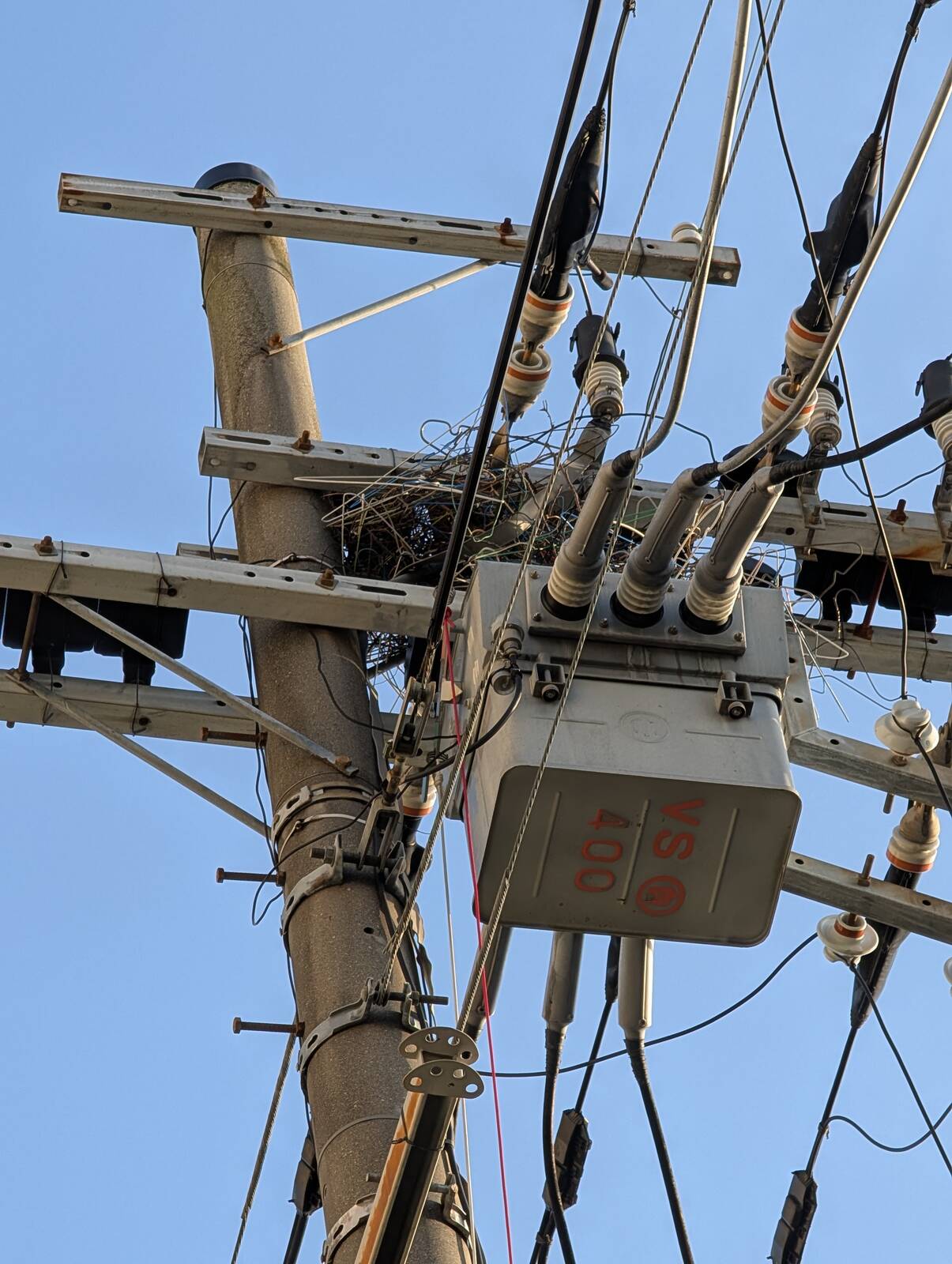 電柱に針金
