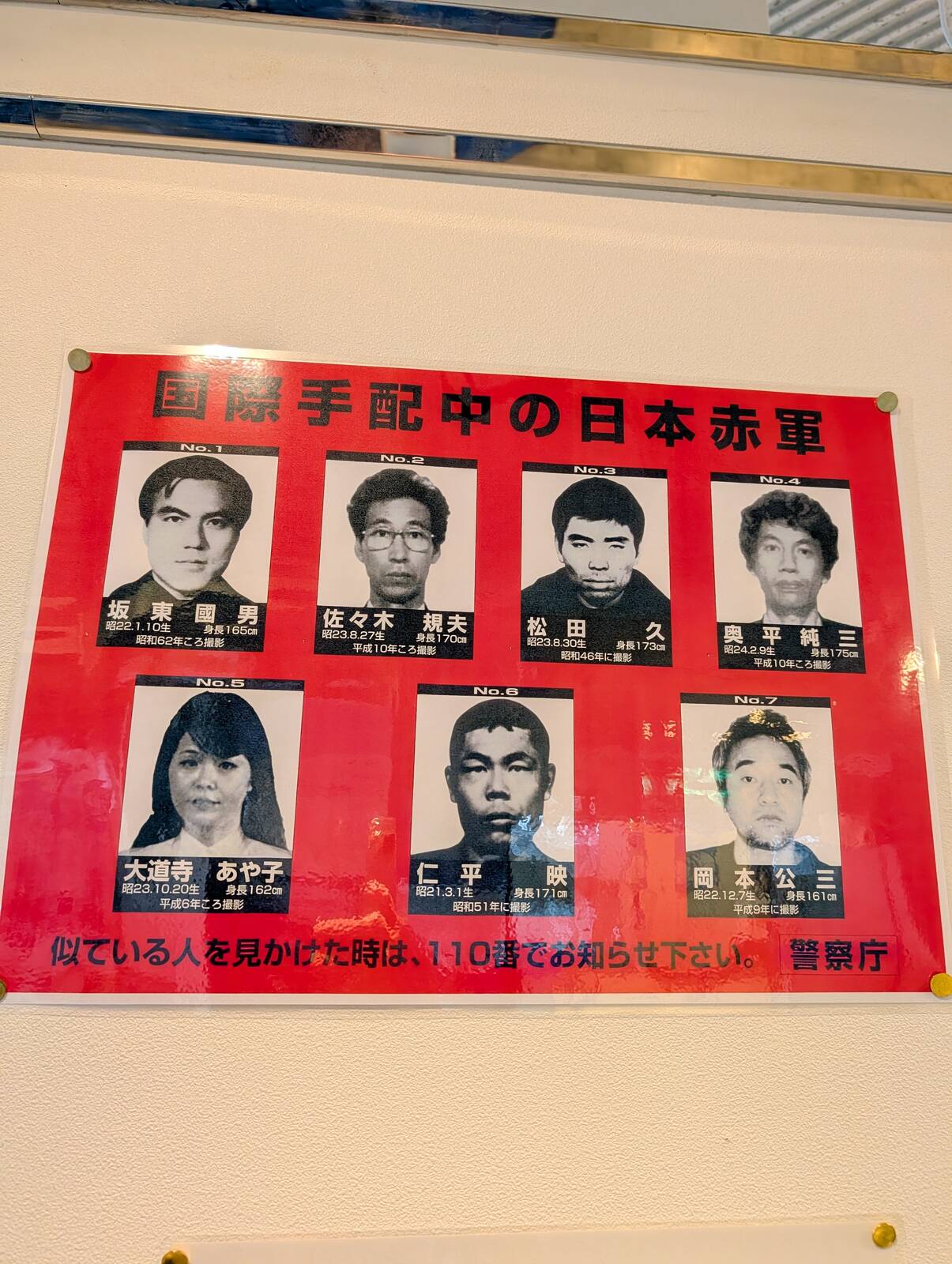 国際手配中の日本赤軍