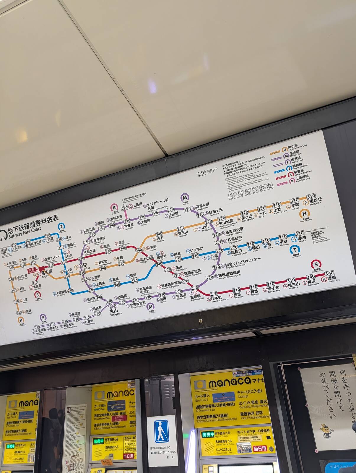 地下鉄普通券運賃表