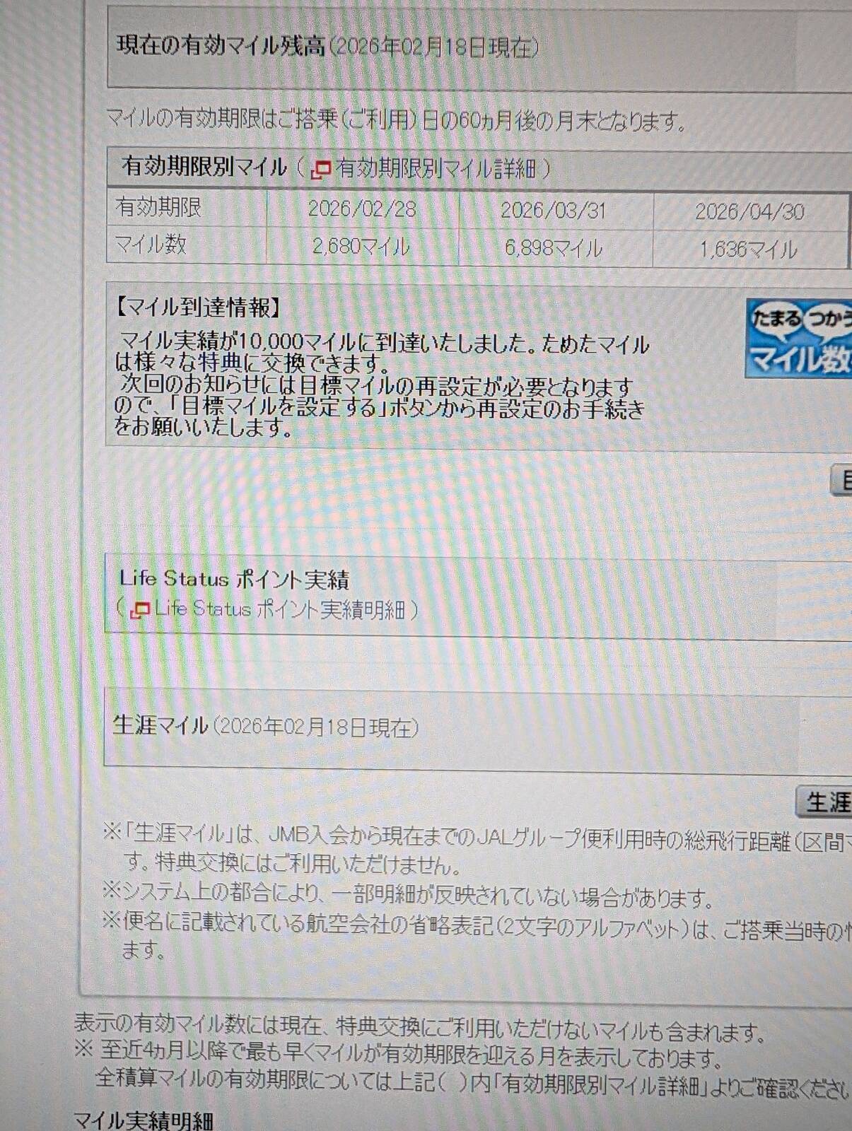 有効期限別マイル