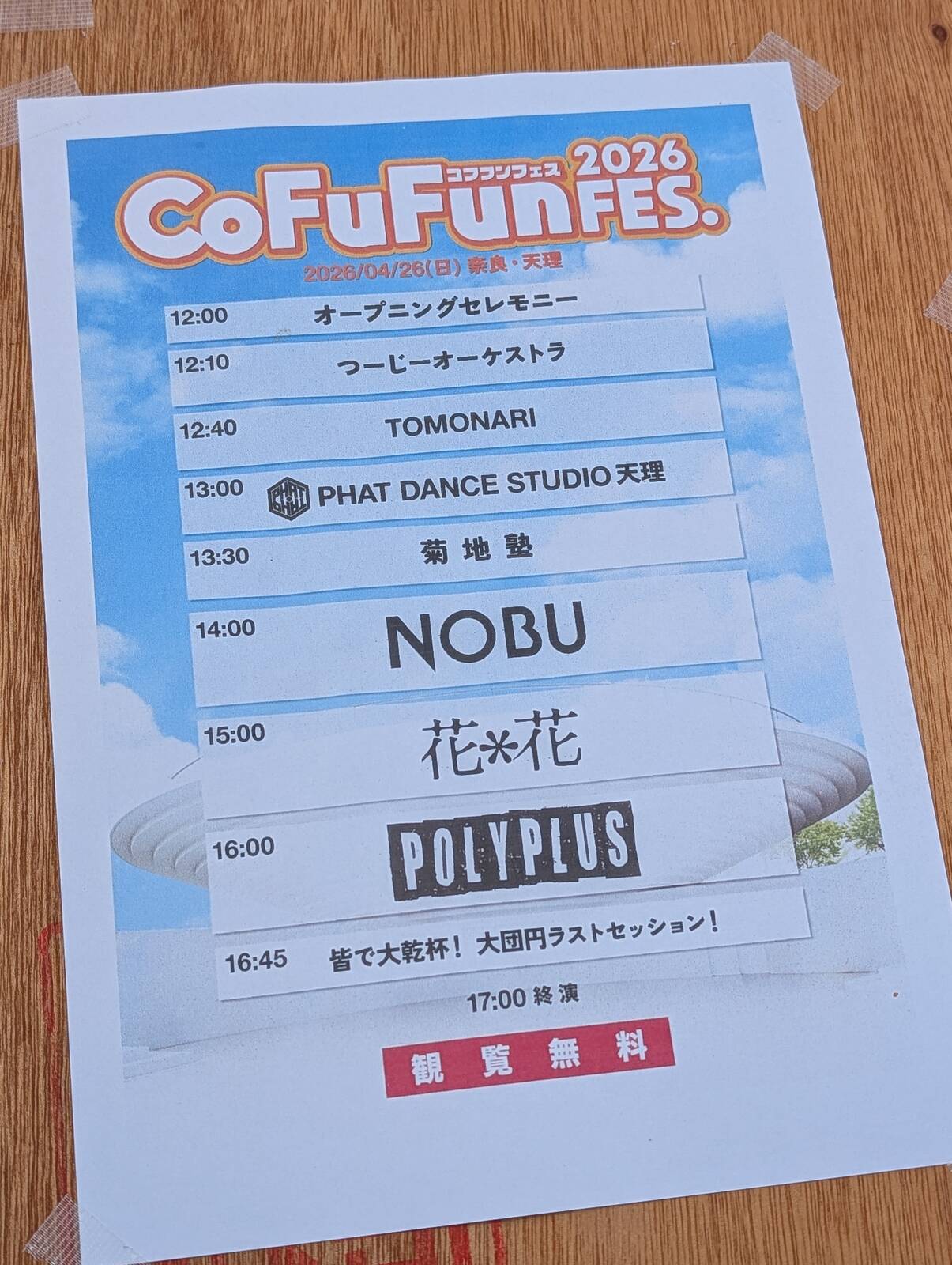 本日のタイムスケジュール