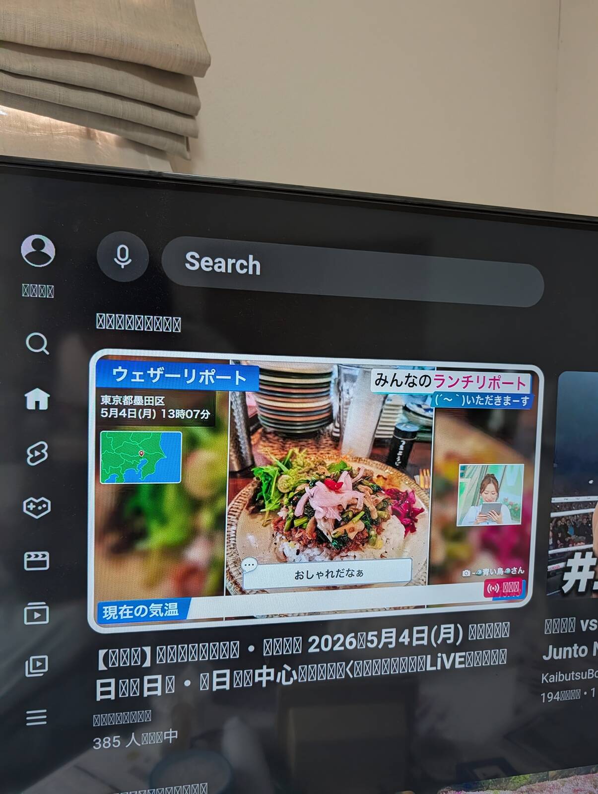 テレビでyoutube