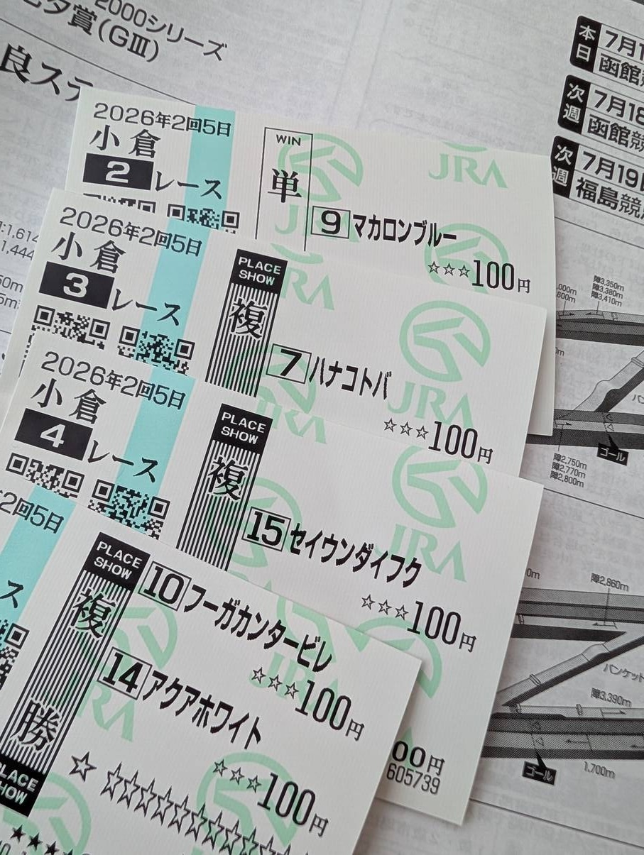 本日の勝馬投票券