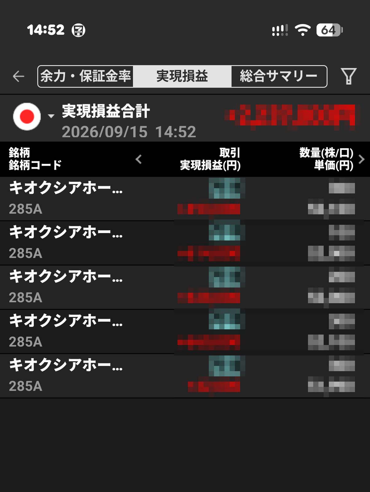 本日のお取引