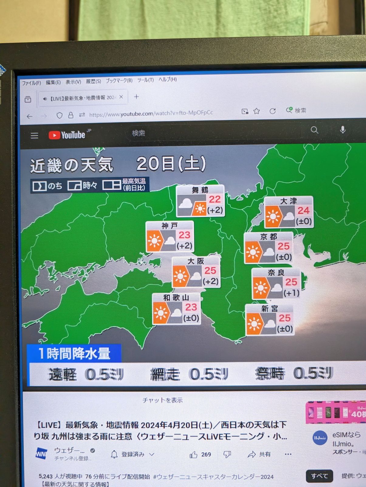 本日の天気予報