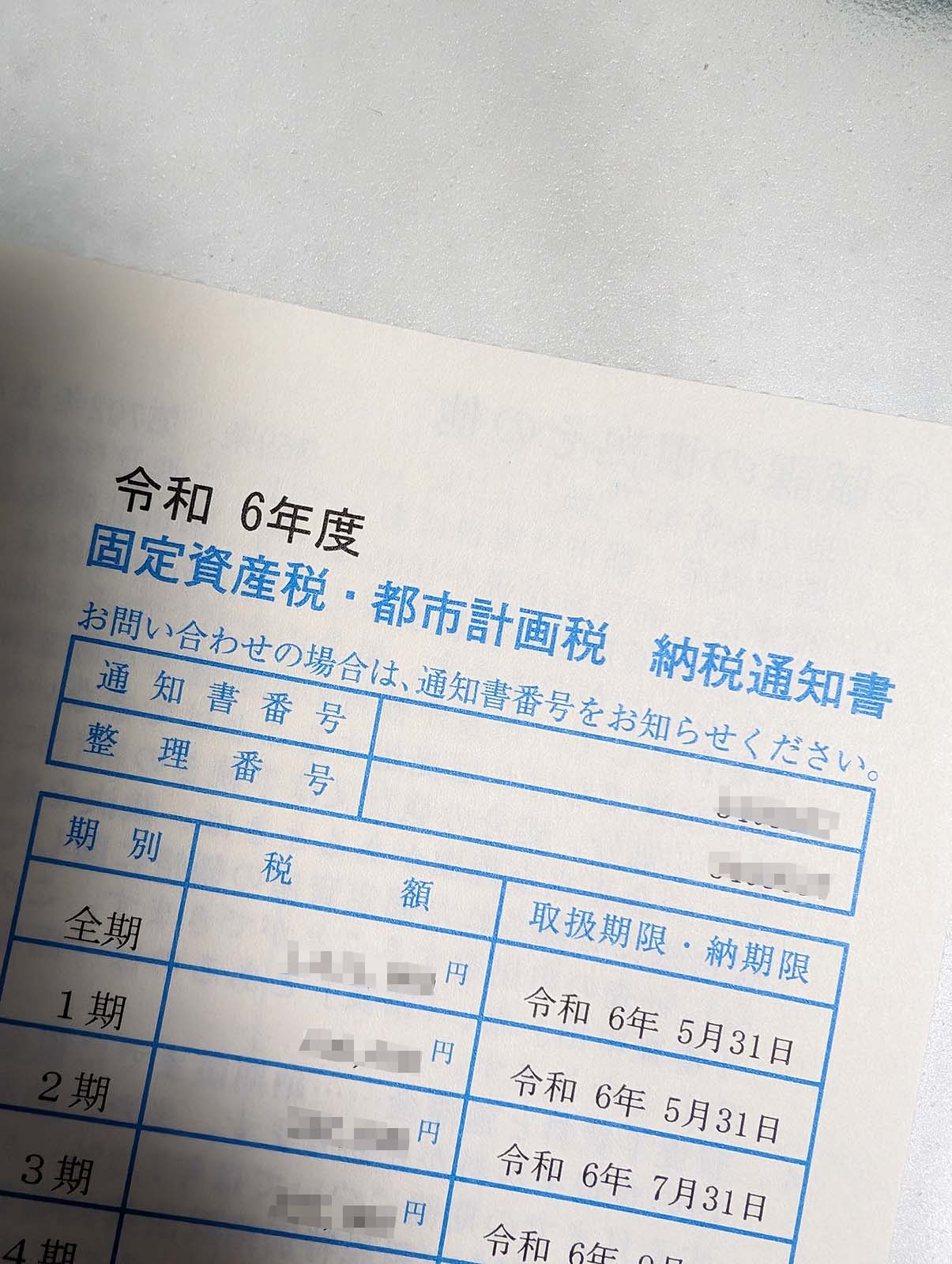 固定資産税・都市計画税 納税通知書
