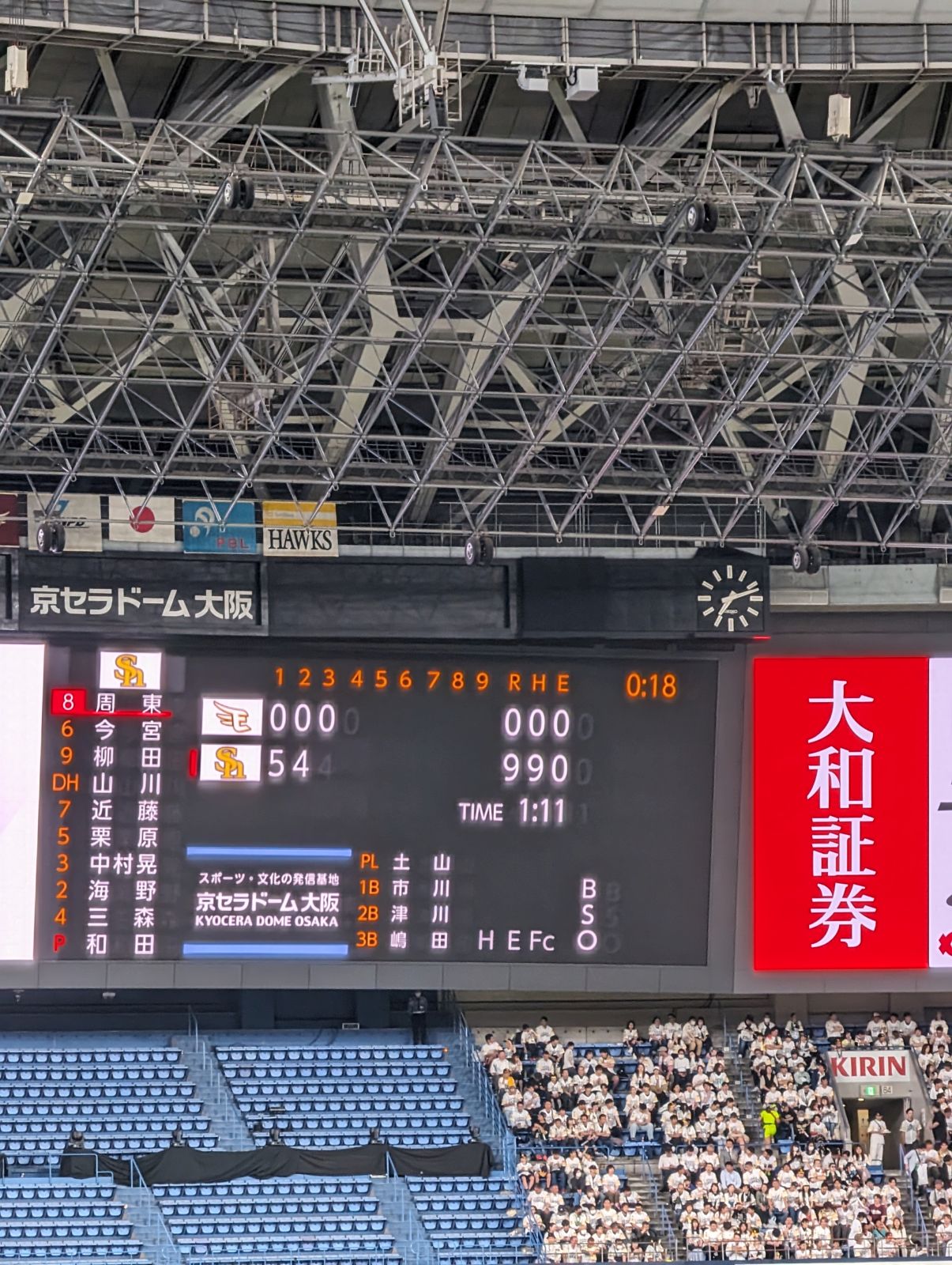 ３回表終了