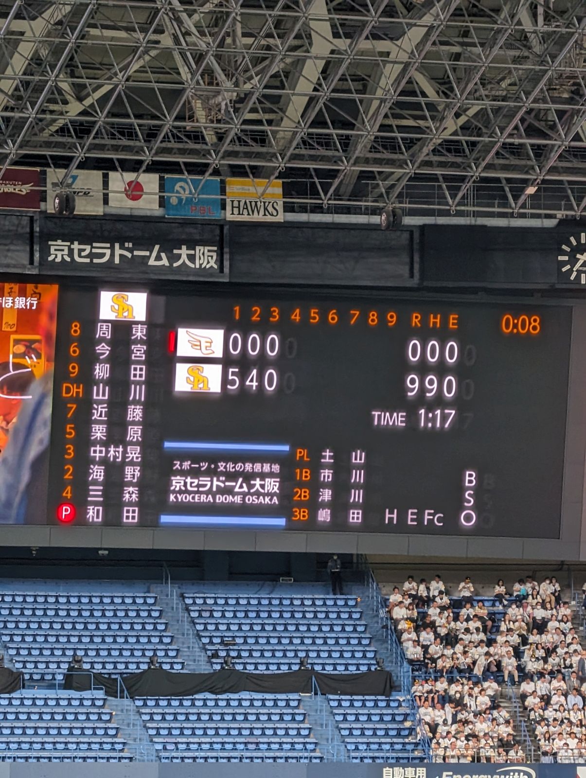 ３回裏終了