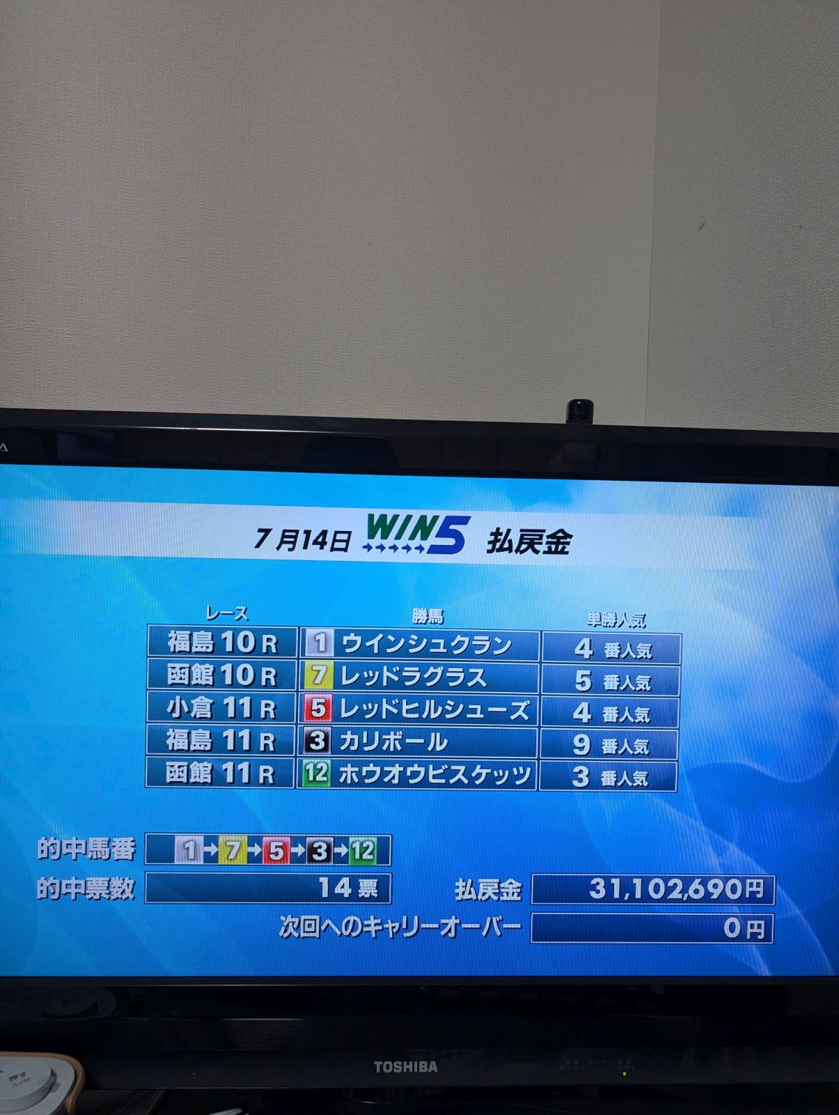 WIN5払戻金