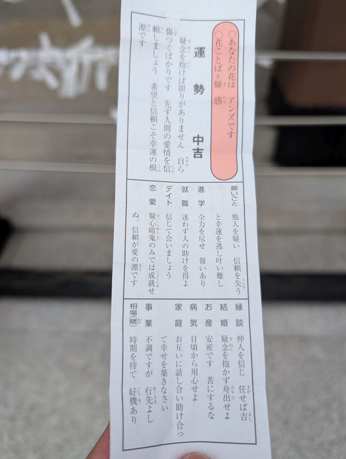 運勢：中吉