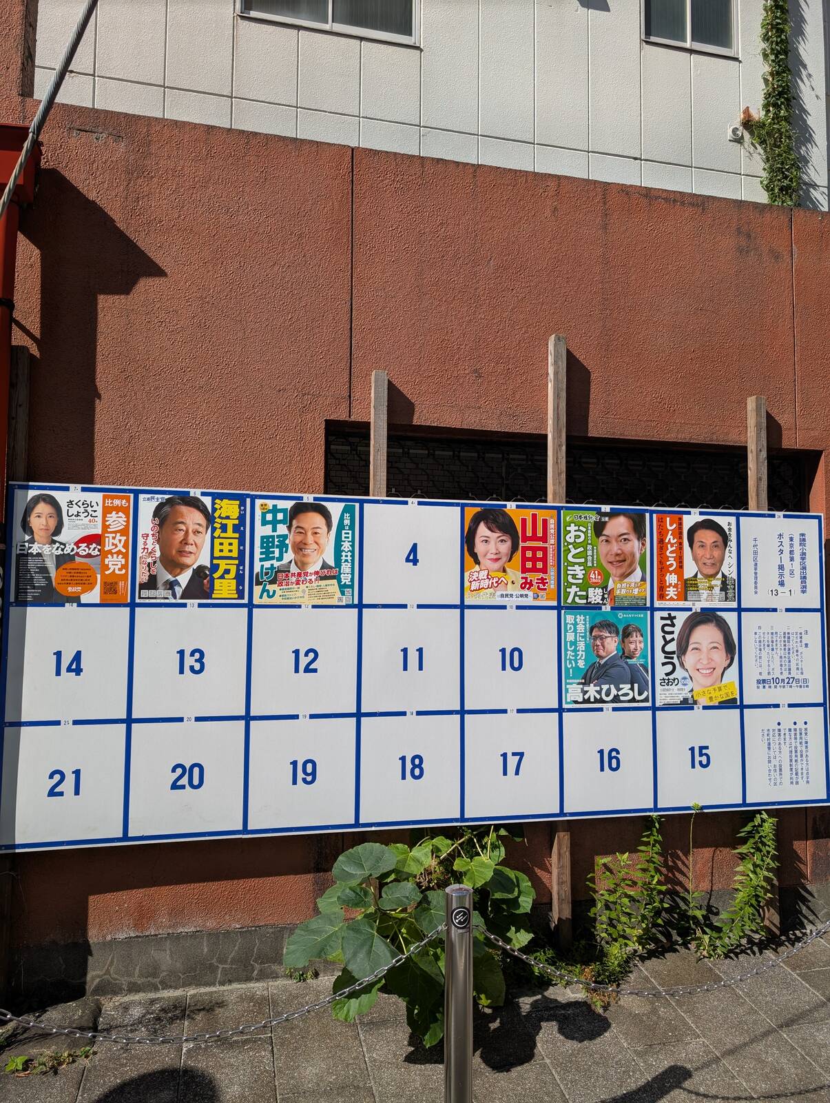 東京都第１区のポスター掲示板