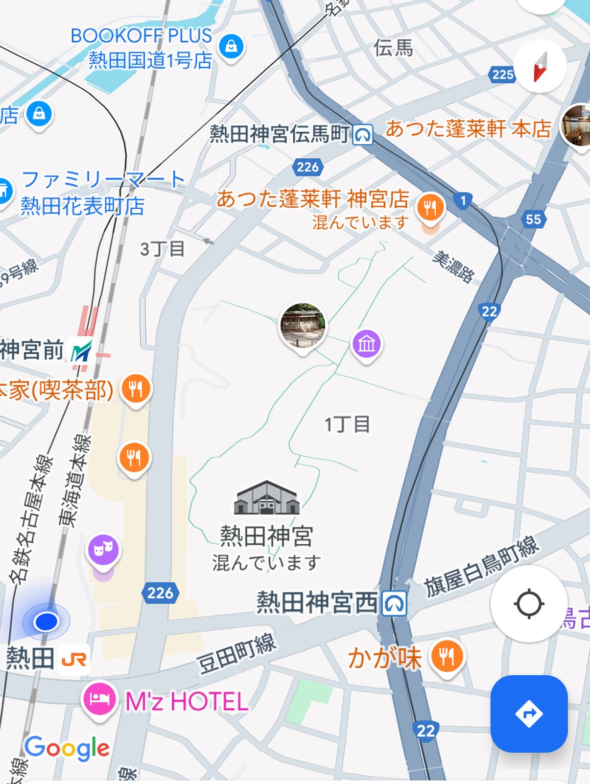 熱田神宮近辺の混み具合