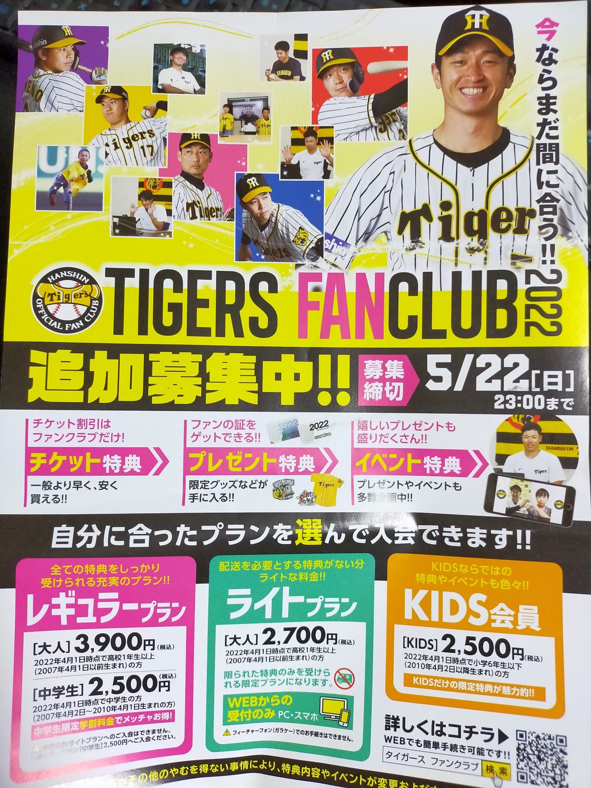 TIGERS FANCLUB追加募集中